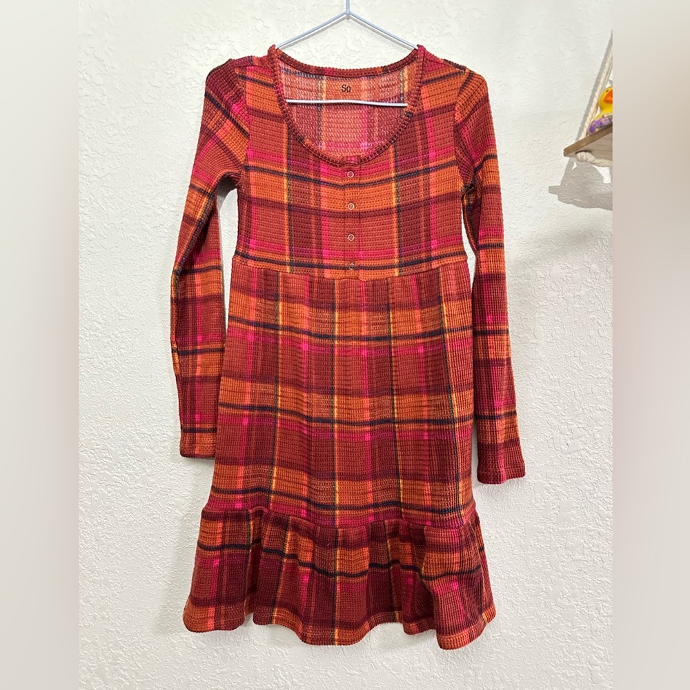 SO Women’s XS Plaid Dress- Burnt Orange/Fall Colors